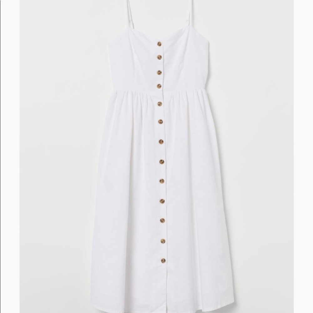 H&M White Linen- blend dress , size M
